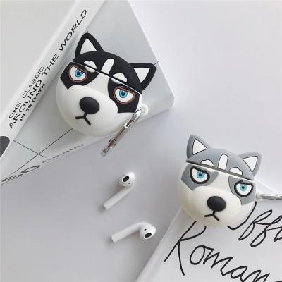 China New Cute 3D Cartoon Husky Dog Soft Silicone Cartoon Earphone Case For Airpods 1/2/3 Cover Device for sale