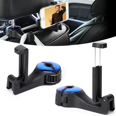 中国 Universal Adjustable Car Back Seat Headrest Phone Holder Mount Hanger Hooks For Car Smart Phones 販売のため