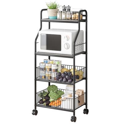 China Sustainable kitchen metal and wood storage rack for sale