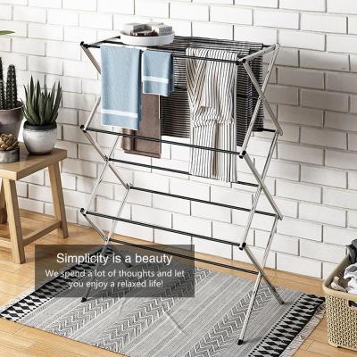 China Wholesales Collapsible Folding And Portable Metal Clothes Drying Rack for sale