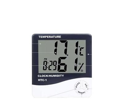 China Industrial Temperature Measuring Digital C/F Thermometer Hygrometer Temperature Sensor Humidity Meter Clock Desktop Weather Station Indoor Clock for sale