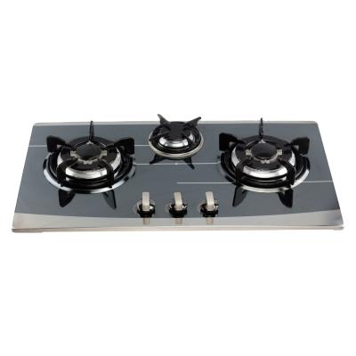 China Hotel Kitchen Appliances Stainless Steel 3 Burner Built In Gas Cooker for sale