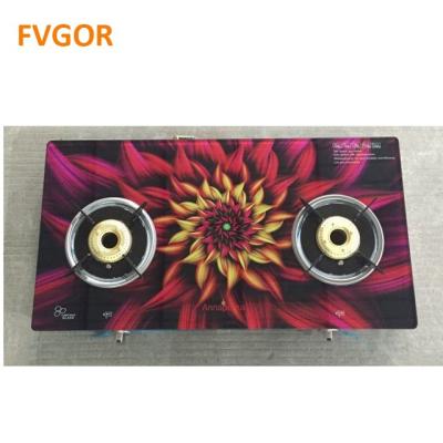 China Outdoor home appliance cooktops 2 burner glass gas stove for sale