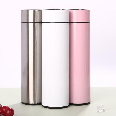 China 2022 Sustainable Wholesale 500ml Matte Thermos Water Bottle Double Wall 304 Stainless Steel Smart Drinkware With Temperature Display for sale