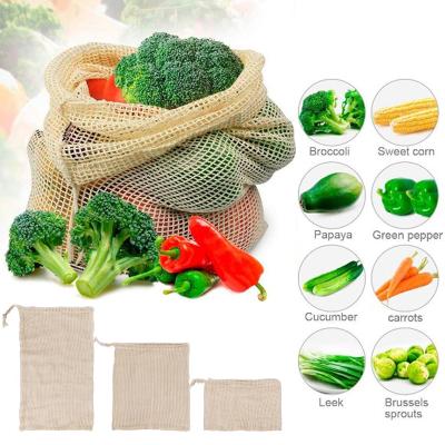 China Reusable Mesh Vegetable Storage Bag Kitchen Cotton Mesh Vegetable Bags Produce Bag Living Room Cotton Fruit Vegetable With Drawstring for sale