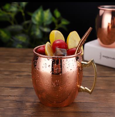 China Customized Viable Customized 304 Stainless Steel Mirror Moscow Mule Mug Cocktail Cup Copper Plated Coffee Mugs With Handle for sale