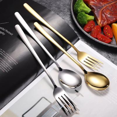 China Wholesale Stocked Restaurant Hotel Cutlery Gold Plated Fork Spoon Silverware Stainless Steel Flatware Set For Wedding for sale