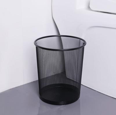 China Wholesale Viable Black Silver Steel Wire Mesh Round Open Top Iron Waste Basket Trash Bin For Office Home Kitchen for sale