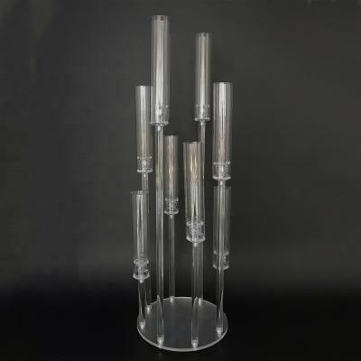 China Crystal Clear Acrylic Candlestick 8 A.M. Candle Holder Stand Wedding Crystal Candelabra Table Centerpieces for sale