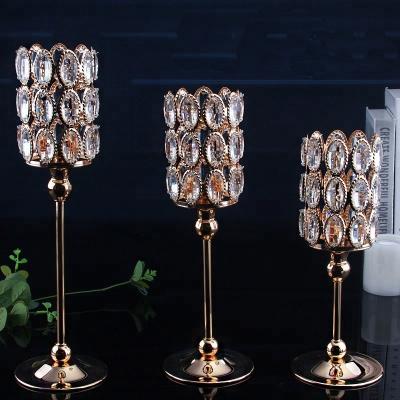 China Gold Plated Crystals Sconce Wedding Candelabra Table Centerpiece MJ-8013373 for sale