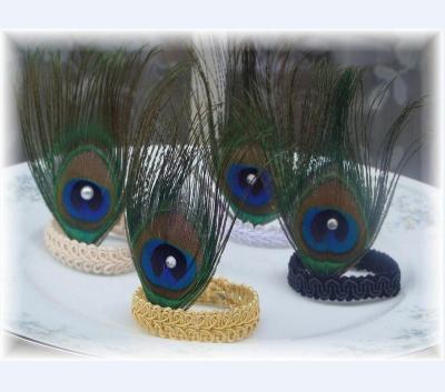 China Peacock Feather Viable Napkin Rings for Wedding Table Decor for sale