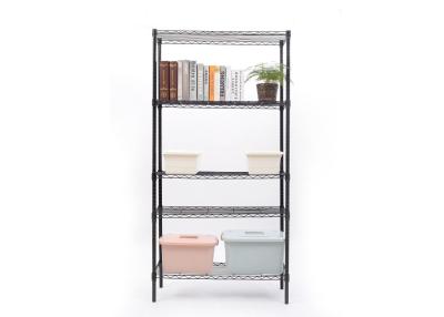 China Black Coating Durable Metal Wire Bookshelves Standing Type Powder coating or Chrome for sale