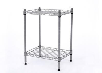 China H111 Grey Powder Coated Steel Shelving , Two Tiers Carbon Steel Coated Wire Shelving for sale