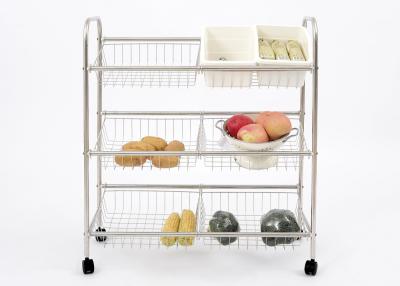 China Stainless Steel Kitchen Trolley Cart , Solid Design Metal Trolley With Wheels for sale