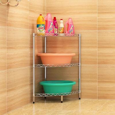 China H302 Height Adjustable Bathroom Shelf Rack , 3 Tier Bathroom Stand For Sundries for sale