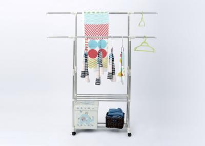 China H146 Double Pole Foldable Clothes Rack , Flexible Folding Stand For Drying Clothes for sale