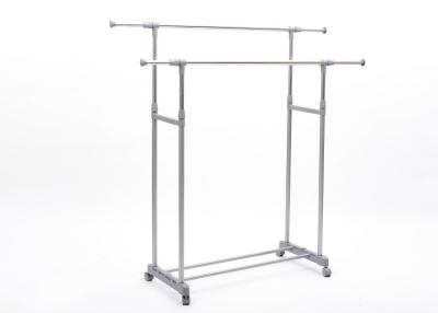 China Elegant Double Pole Clothes Rack Grey Color D31.8mm With Castors Brake for sale