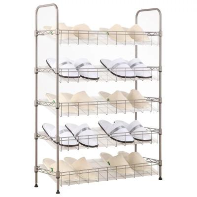 China H272 Adjustable Epoxy Metal Mesh Shoe Rack 5 Tiers Slanted Metal For Utility Storage for sale