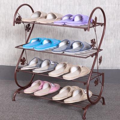 China H265 Solid Metal Mesh Shoe Rack Four Tiers Powder Coating Europe Style for sale