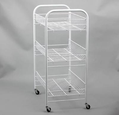 China Basket Trolley Powder Coated Shelving , White Coated Wire Shelving With Scroll Design for sale