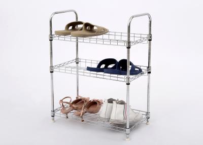 China Stylish 3-Tier Solid Carbon Steel Stand Up Shoe Rack , Light Duty Assemble Shoes Rack For Home for sale