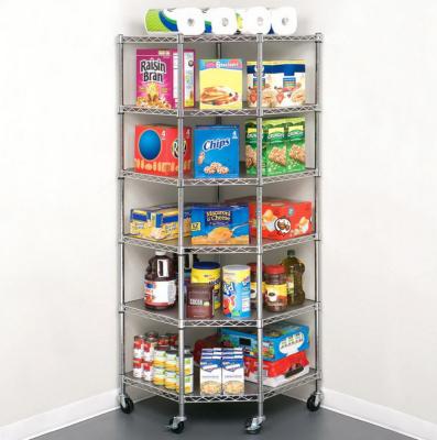 China galjanoplastia de 6-Tier-Wire-Shelf-Shelving-Adjustable-Heavy-Duty-Rack-Corner-Large-Storage-Space Chrome en venta