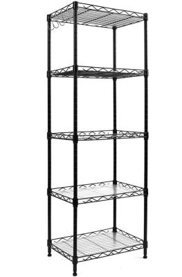 China 5 Level Metal Wire Storage Shelves Floor Type Open Design For Kitchen Garage for sale