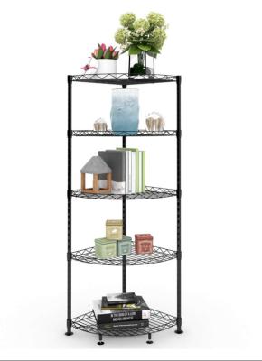 China Bathroom Corner Metal Wire Storage Shelves Free Standing Long Lasting Performance for sale