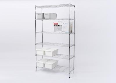 China H313 6 Tier Chrome Wire Shelving Unit L100x35xH180cm With Four Steel Poles for sale