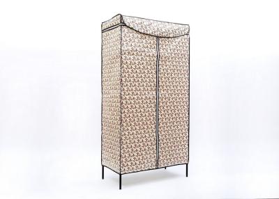 China Heavy Duty Rolling Portable Wardrobe Closet With Double Hanger Rods And Shelves for sale