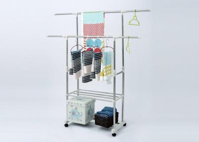 China Durably Constructed Metal Laundry Drying Rack , Foldable Laundry Rack With Shoe Shelf for sale