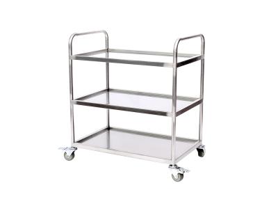 China H501 L80XW50XH92 Stainless Steel Storage Shelves Trolley 3 Tiers 300KGS Heavy Duty Nylon Wheel for sale