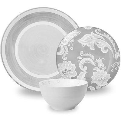 China Sustainable Fancy Printed European Kitchen Plates Retro Ceramic Food Dinnerware Sets for sale