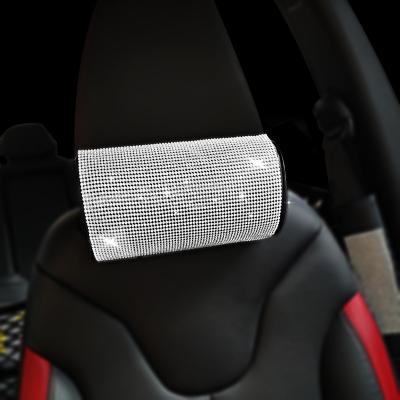 China JLEC Luxury Car Styling Interior Accessories Crystal Seat Neck Pillow Support Rest Car Bling Moving Headrest for sale