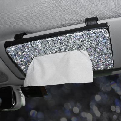 China PU Leather + Faux Stone Car Tissue Box Briefcase Sets Auto Interior Decoration Car Sun Visor Tissue Box Holder Storage For BMW Car Accessories for sale