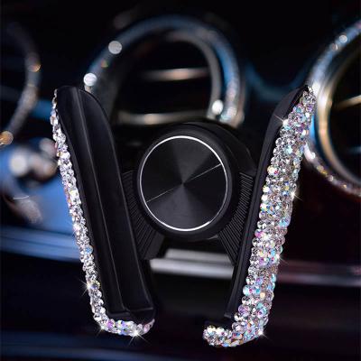 China Diamond Crystal Car Air Vent Mount Women Cell Phone Holder Universal Mobile Phone Holder in Car with Rhinestone for sale