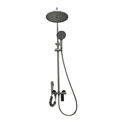 China With Thermostatic Slide Bar Shower Set Gun Gray Wall Mounted Stainless Steel Bathroom Taps Kit Rainfall Showerset Brass Mixer Faucet Set for sale