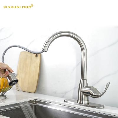 China Thermostatic Faucets Body Kitchen Sink Faucet Brass Casting Hot Cold Mixer Tap With Pull Down Sprayer In Water 2 Modes for sale