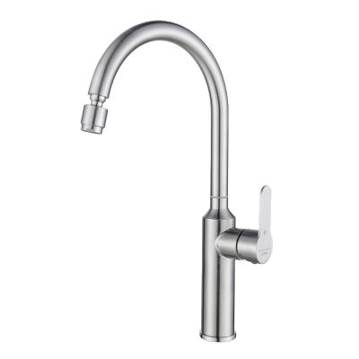 China Wholesale Thermostatic Kitchen Sink Faucets Factory Hot And Cold Faucet / Tap Stainless Steel Single Handle With Universal Spout for sale