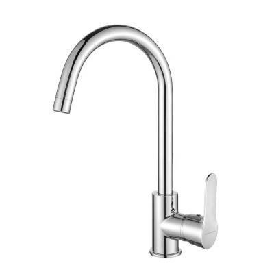 China Thermostatic Faucets Chrome Plated Hot Cold Single Handle Kitchen Sink Faucet With Stainless Steel Main Spout for sale