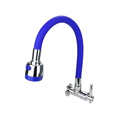 China Thermostatic Faucets Blue Chromed Flexible Kitchen Sink Faucet Wall Mounted Pillar Rotation Cold Cold Chrome Faucet With Sprayer Faucet for sale