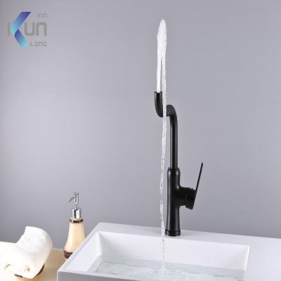 China 720 Metered Faucets Smart Matted Black Hot And Cold Deck Mounted Bathroom Basin Faucets Brass Tower Ball For Bathroom for sale