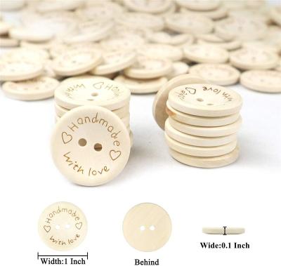 China Unleaded ; Washable; nickel free kids dress up 20mm wooden buttons in bulk round decorative custom wooden button 2 holes for Scrapbooking crafts or DIY sewing craft for sale