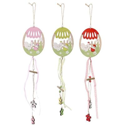 China Making DIY Farmhouse Fireplace Easter Wood Ornaments Egg Design DIY Decor Wooden Decorative Pendants Hanging Wooden Decorations With Strings for sale