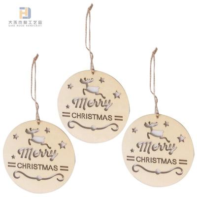 China Making DIY Christmas Home Decoration Hanging Ornament Decor Accessories Wooden Wood Crafts Assorted Shapes for sale