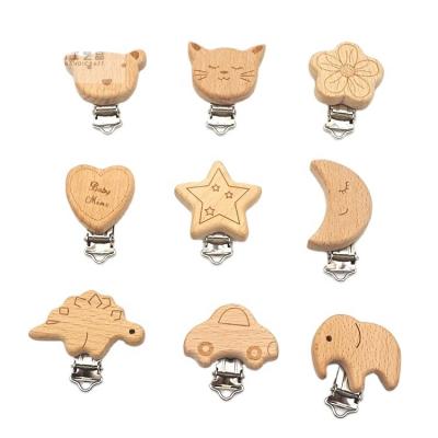 China Pain relief; Wooden Grasping Nursing Teether Holder Clips Pacifier Babies Gym Toys Beech Wood Teether Diy Clasp Shape Toy Chewable Beads Sensory for sale