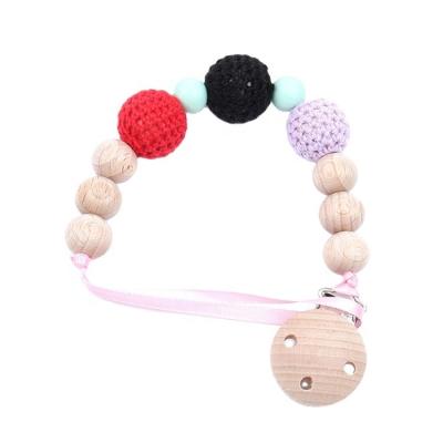 China Pain relief; DIY Teething Clip Pendants Clip Pendants Hardwood Beech Wood Jewelry Infant Wooden Bracelet Pacifier Babies with Chewable Beads Round Heart Wood Ring Baby for sale