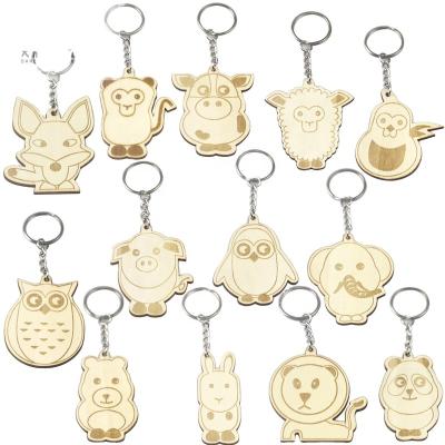 China TO ; EU; THE USA ; Asian unfinished wood etc. Carvings Key Chain White Hand Painted Wooden Vintage DIY Christmas Wood Key Chain Creative Sliced ​​Car Bag Pendant for sale