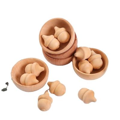 China Nature DIY Unfinished Wooden Acorns And Bowls Open Gifts Wooden Animals Sliced ​​Pieces Toy Kits Crafts Making For Boys Girls for sale