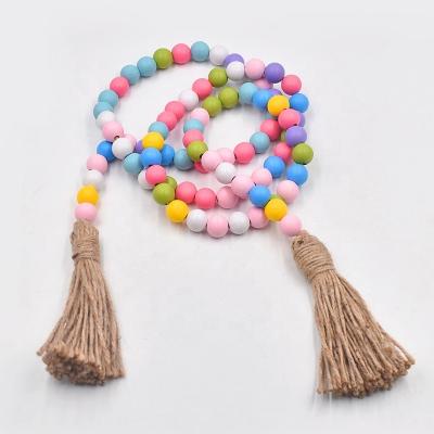 China Making Jewelry Bead Garland Macrame Wooden Customized Loose Unfinished Wooden Beads Braid INS Decor DIY For Crafts Making for sale